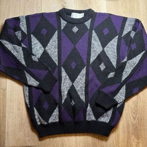 Vintage 90s Abstract Colorful Pattern Grandpa Fashion Made in USA 1990s